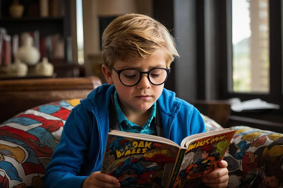 Kid Reading Comics